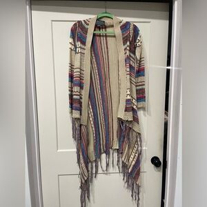 Paper Crane Multicolor Fringe Cardigan